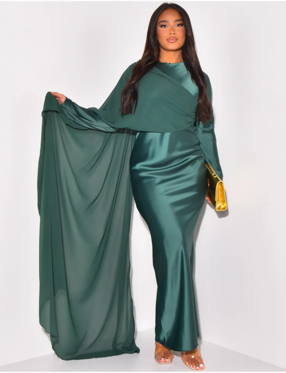 Elegant Solid Color Round Neck High Waist Swing Red Party Dress - Image 3