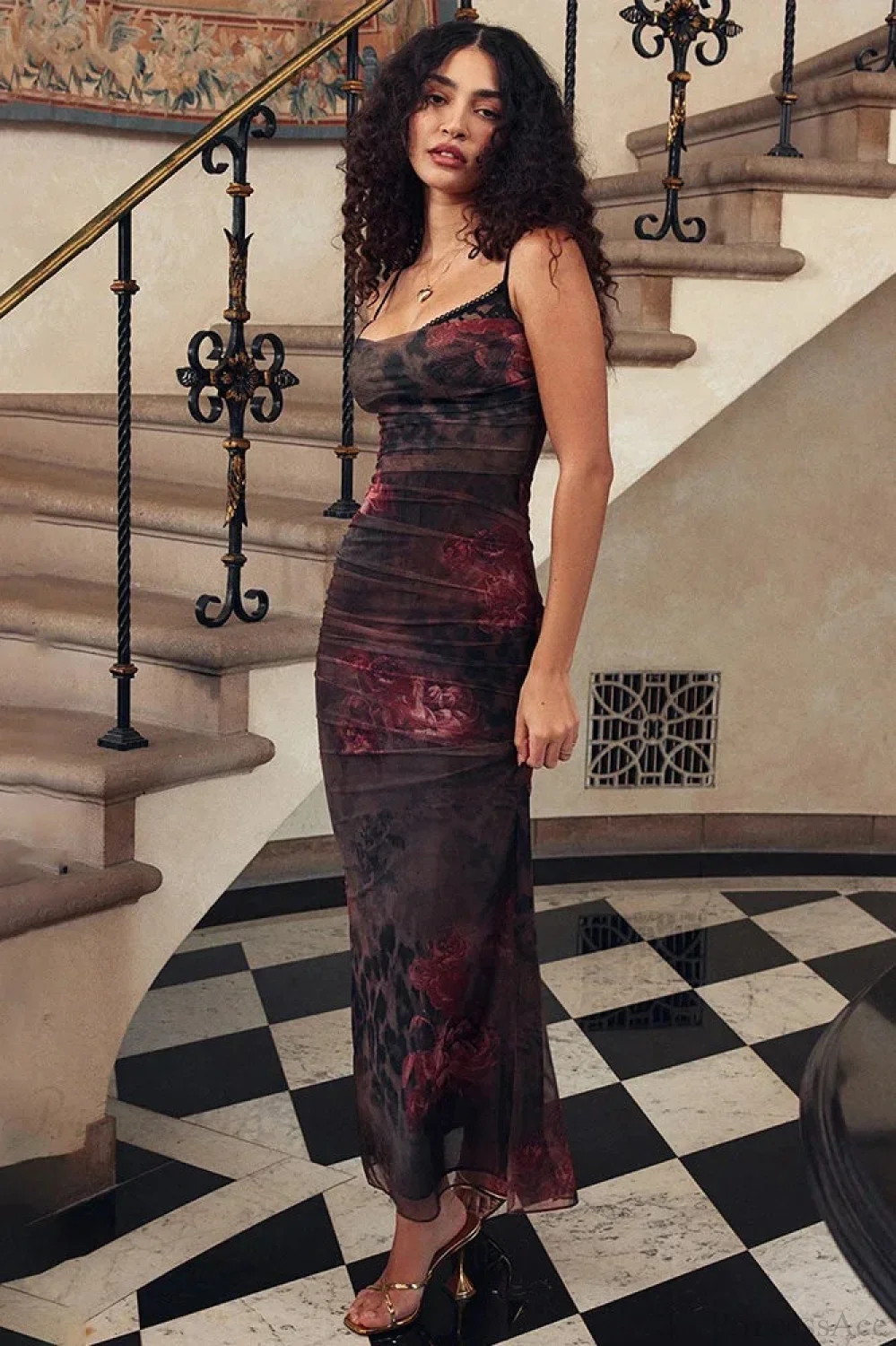 Elegant Split Print Maxi Vacation Dress - Image 2