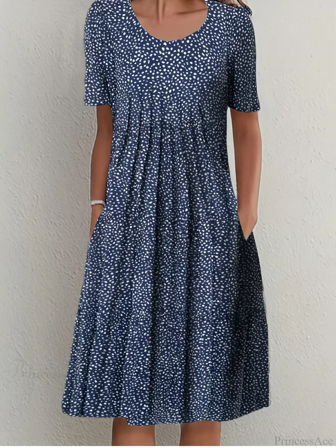 Elegant Spring Summer Round Neck Printed Floral Dress - Image 10