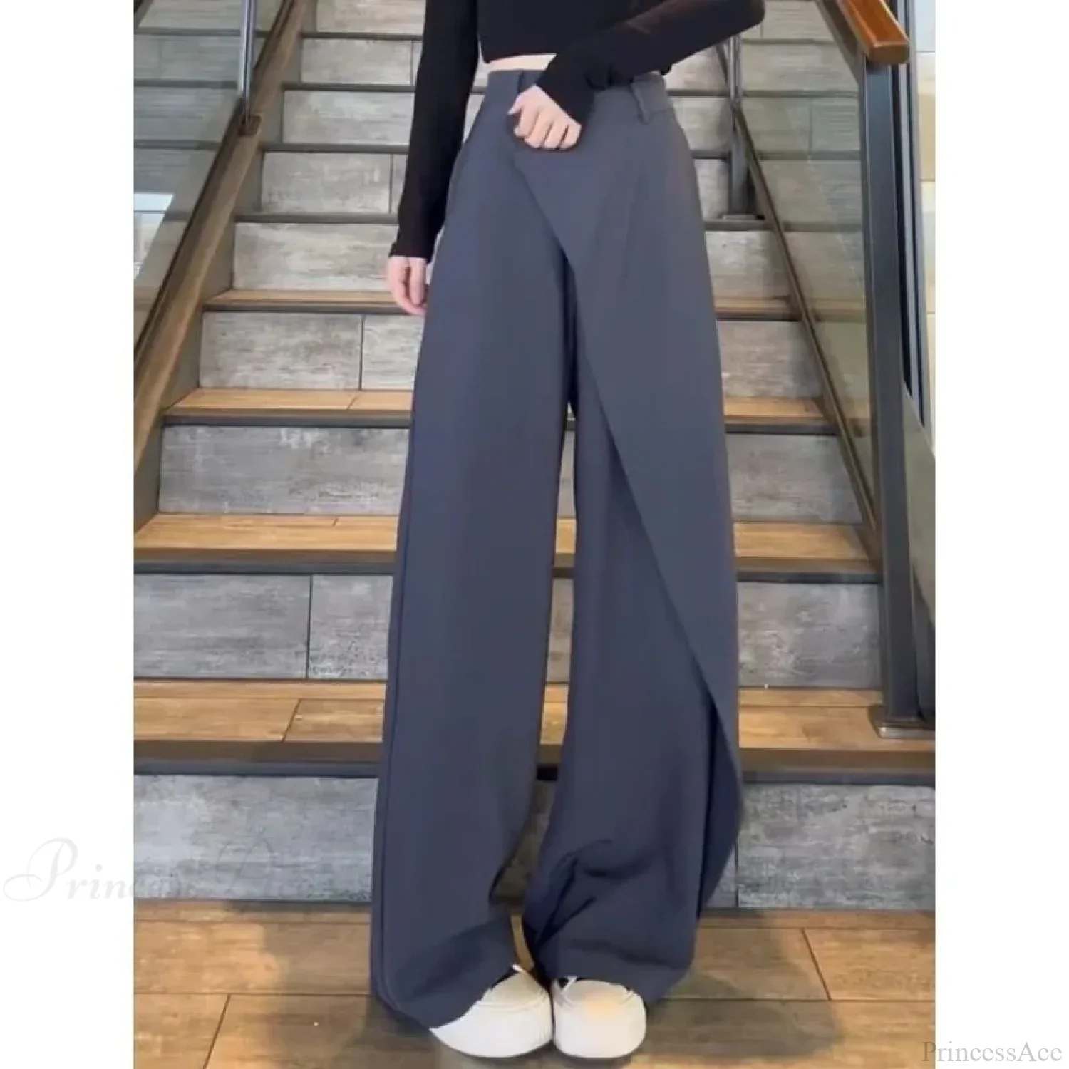 Elegant Vintage Black Suit Pants Women - Image 2