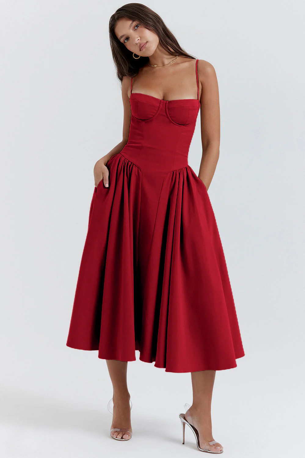 Elegant Vintage Cami Bodycon Midi Dress - Image 5