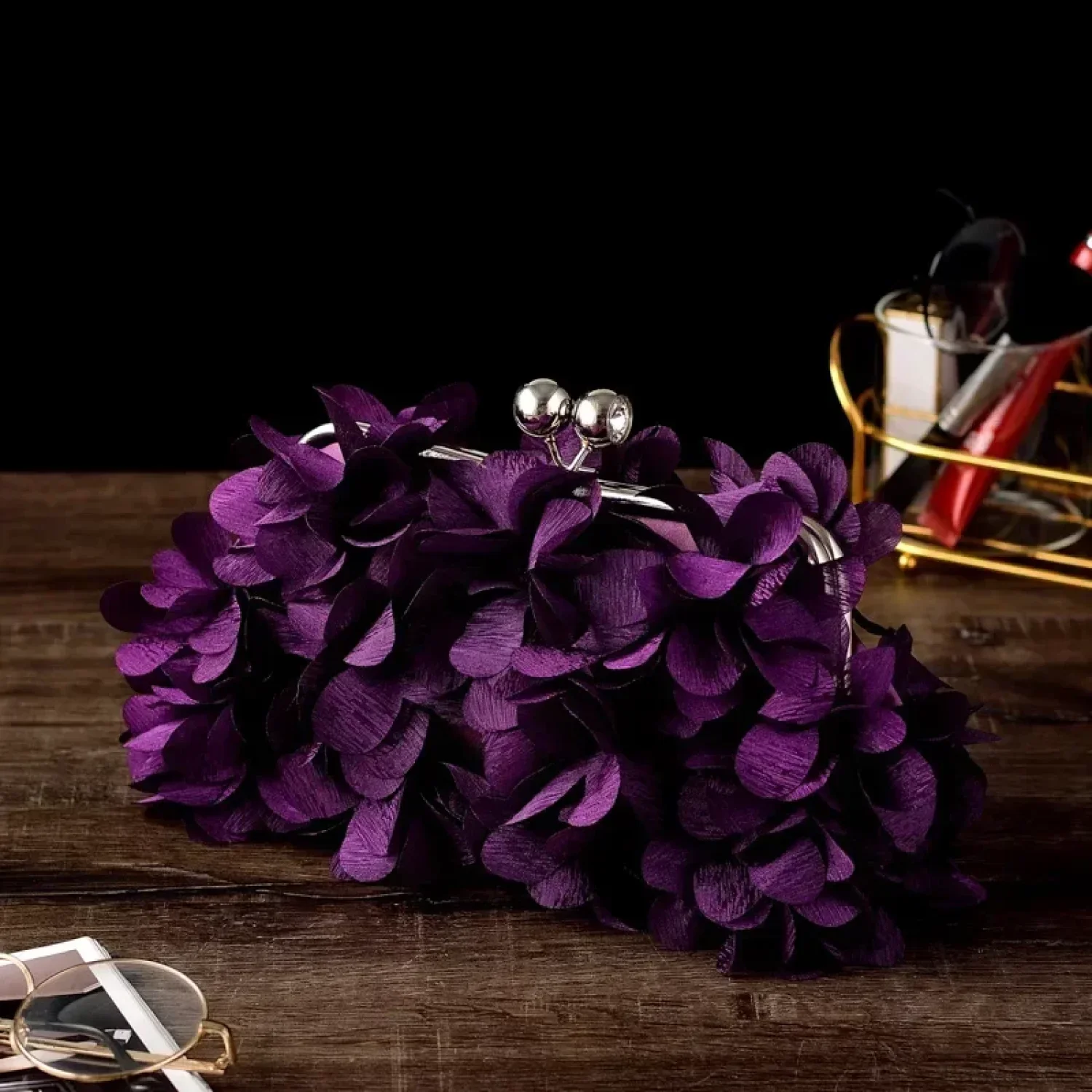 Elegant White Bride Floral Wedding Clutch Evening Handbag - Image 10
