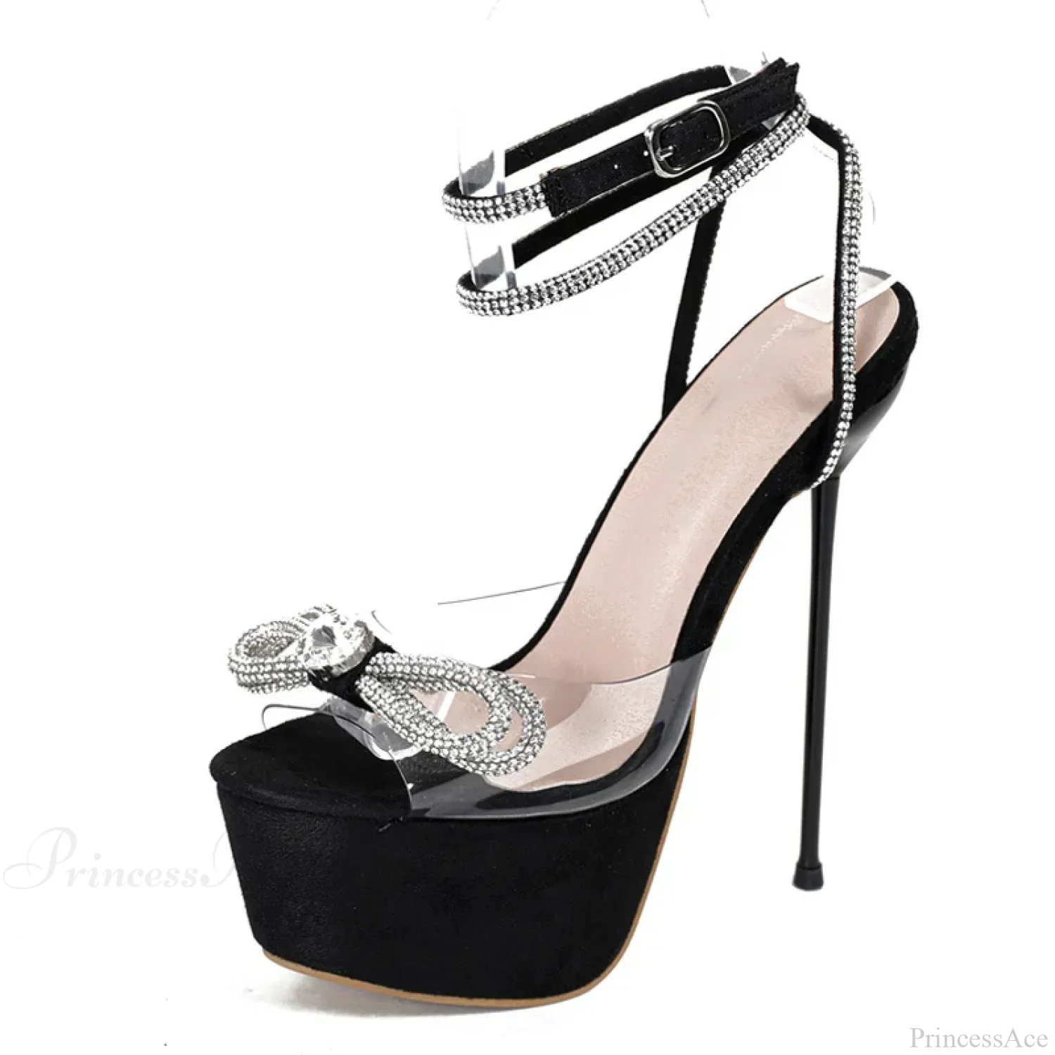 Elegant Women Party Wedding Open Toe Pvc Transparent Crystal Bowknot Platform Nightclub High Heel - Image 5