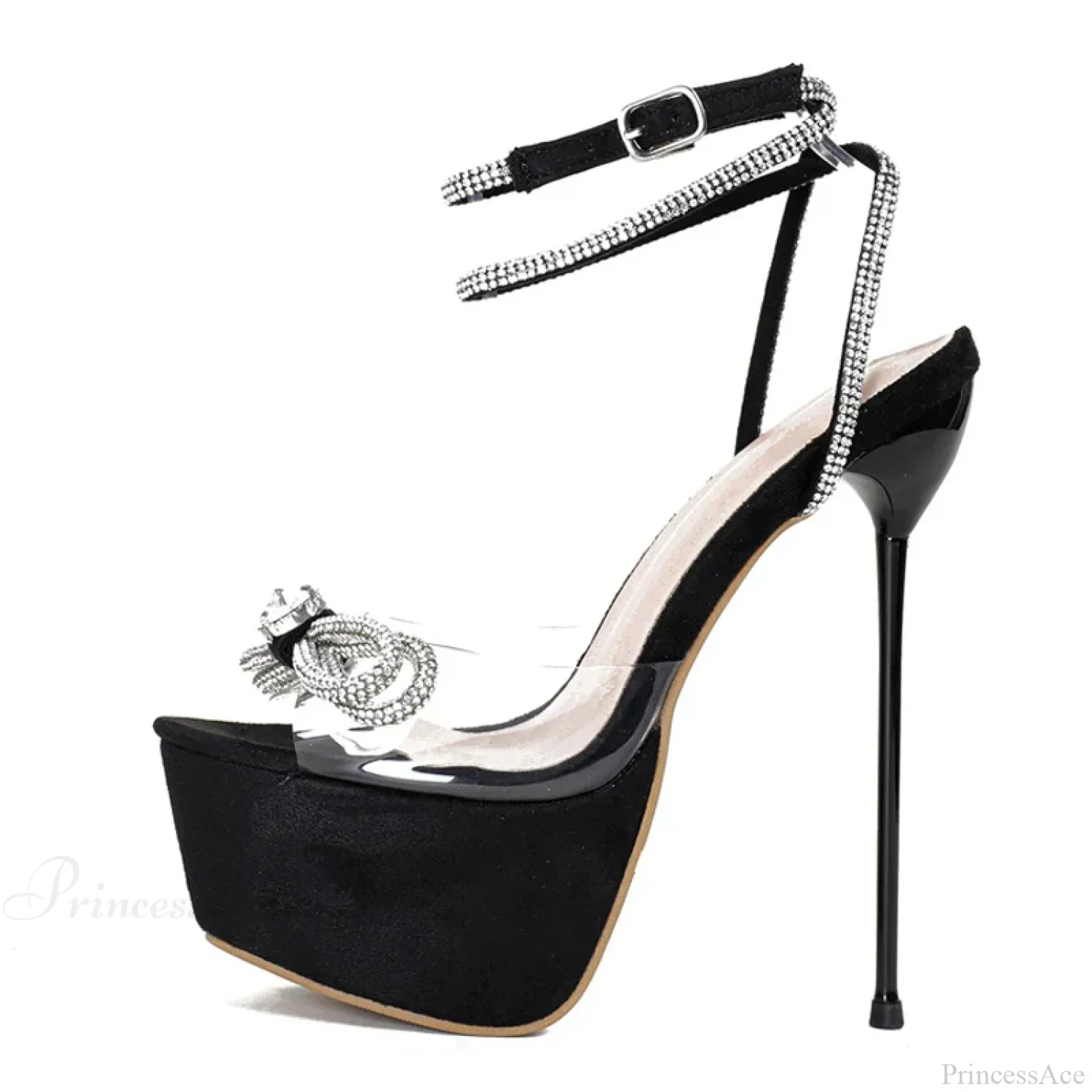 Elegant Women Party Wedding Open Toe Pvc Transparent Crystal Bowknot Platform Nightclub High Heel - Image 6
