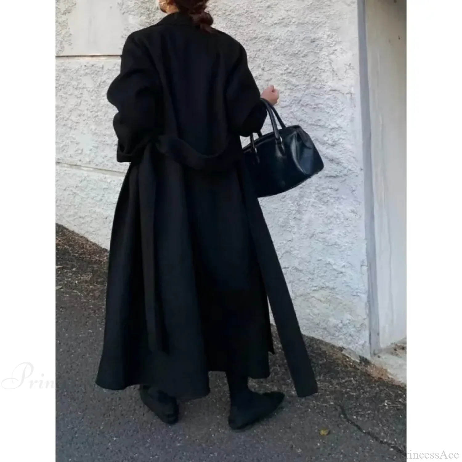 Elegant Woolen Belted Long Overcoat - Image 5