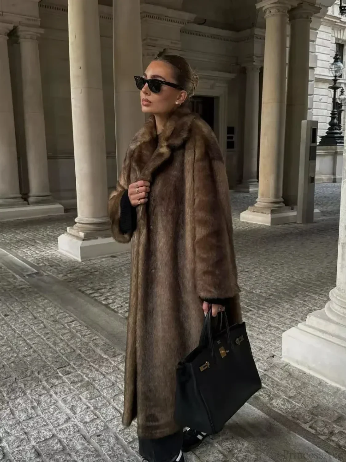 Elegant Woolen Belted Long Sleeve Overcoat - Image 4