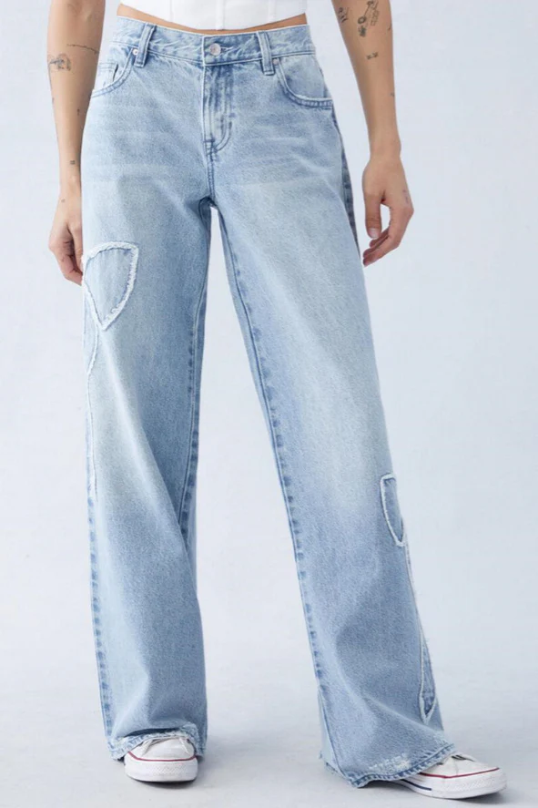 Embroidered Butterfly Raw Hem Jean - Image 2