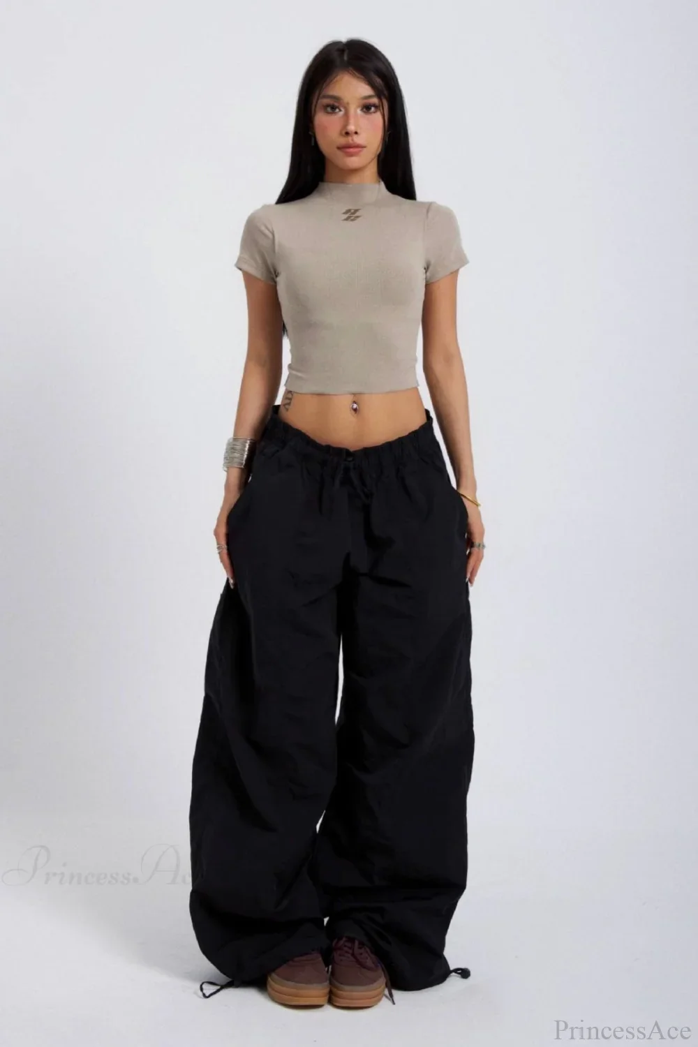 Embroidered Cargo Street Straight Leg Pants - Image 3