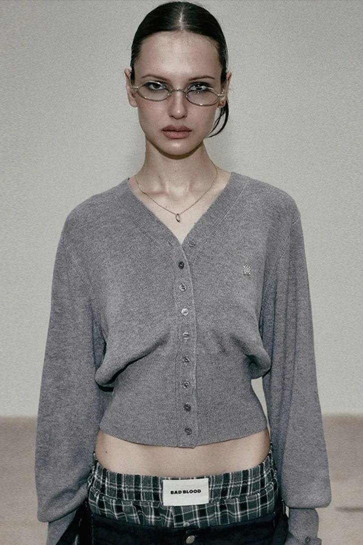 Embroidered Cotton V Neck Cardigan - Image 5