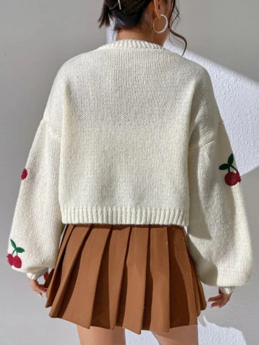 Embroidered Open Front Cardigan - Image 4
