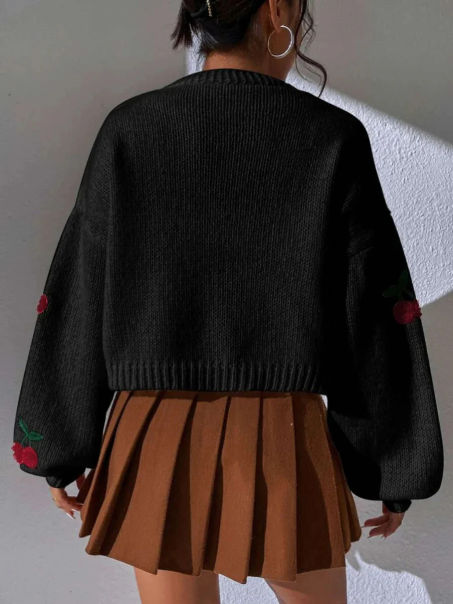 Embroidered Open Front Cardigan - Image 6