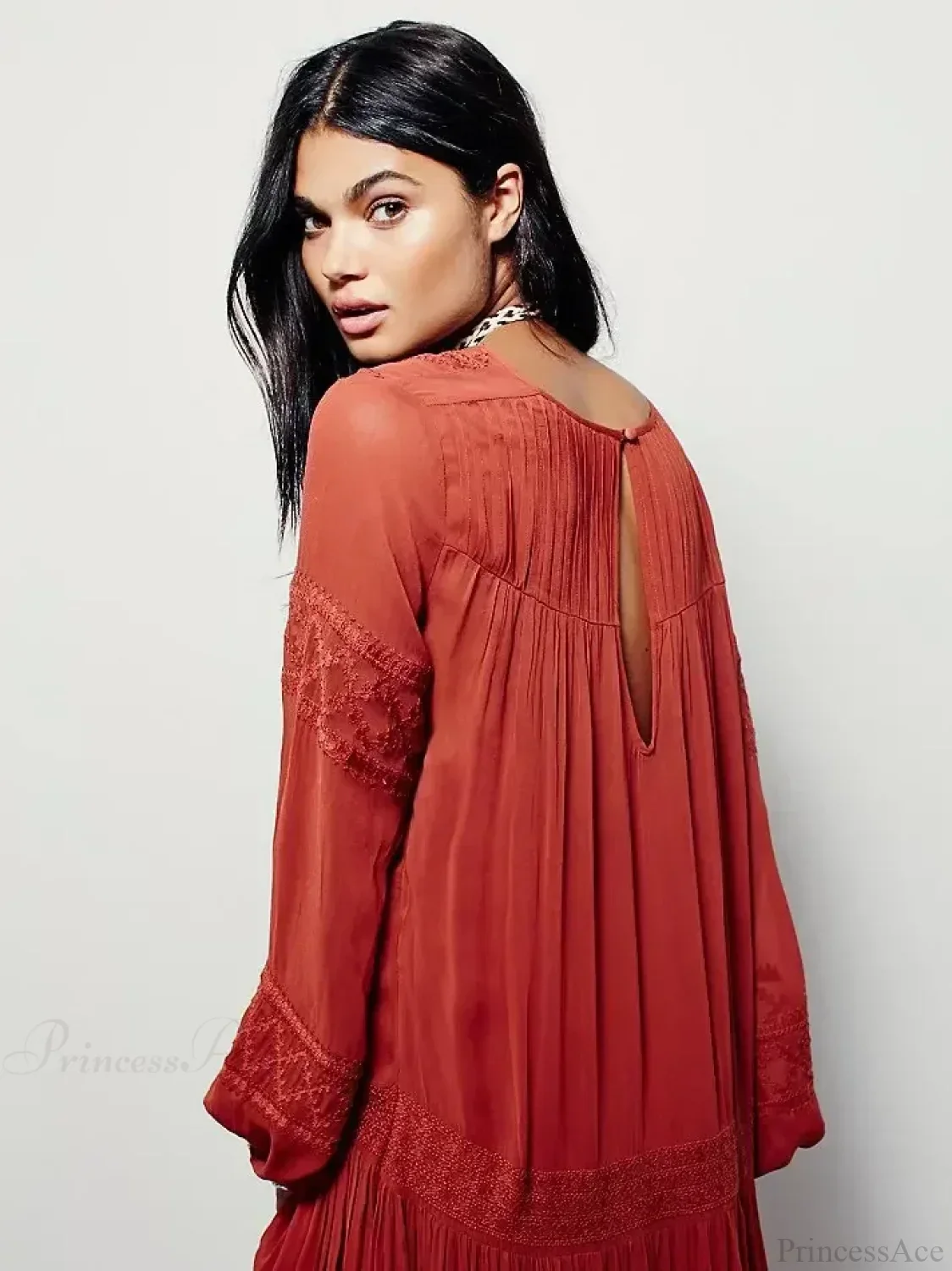 Embroidery Flower V-neck Split Mini Boho Dress - Image 7