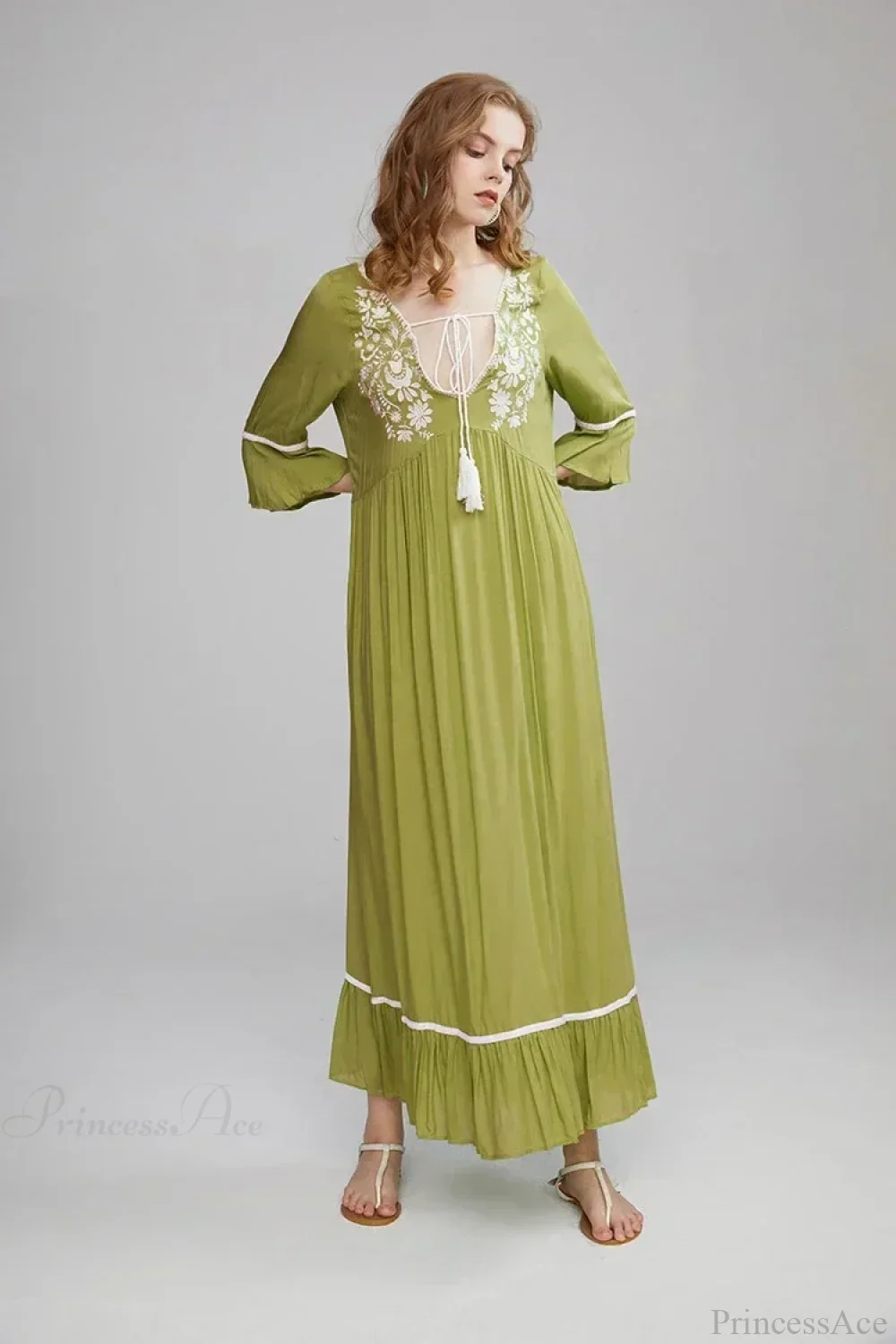 Embroidery Hollow Out Lace Retro White Boho Dress - Image 7