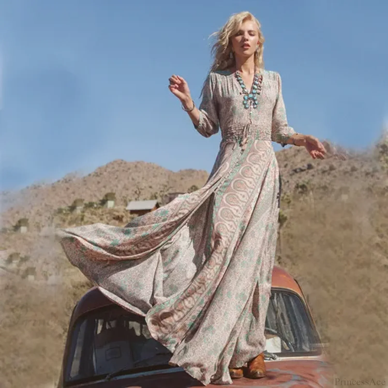 Embroidery White Elegant Cotton Party Boho Dress - Image 3