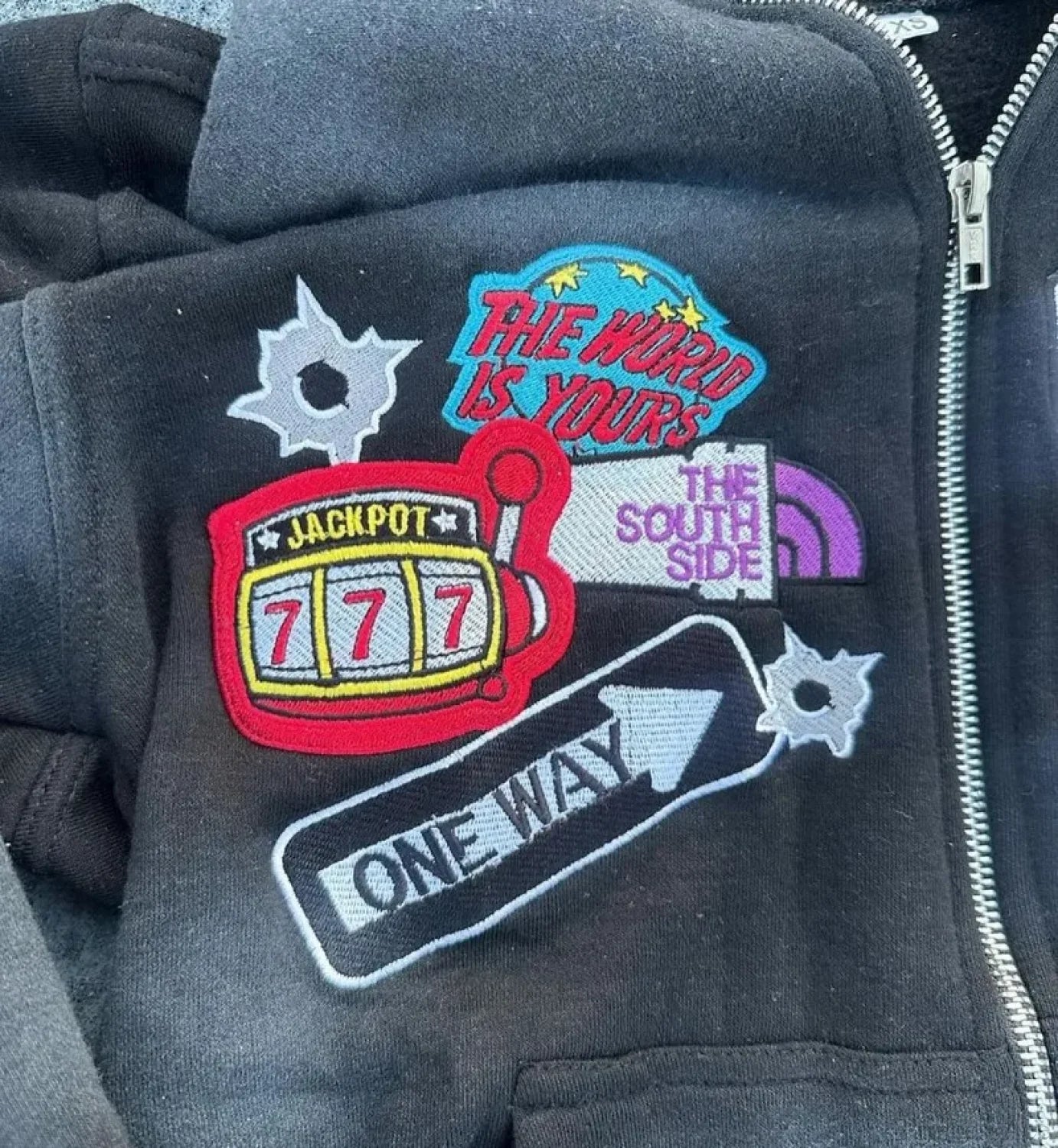 Embroidery Zipper Hoodie - Image 2