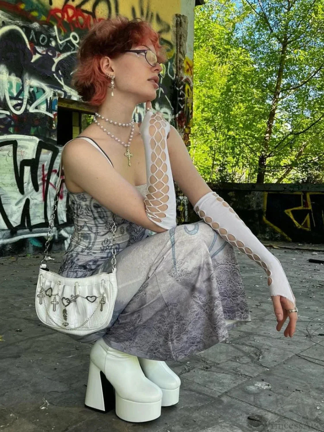 Emotional Y2K Butterfly Printed Tall Waist Full-Length Dress - Image 3