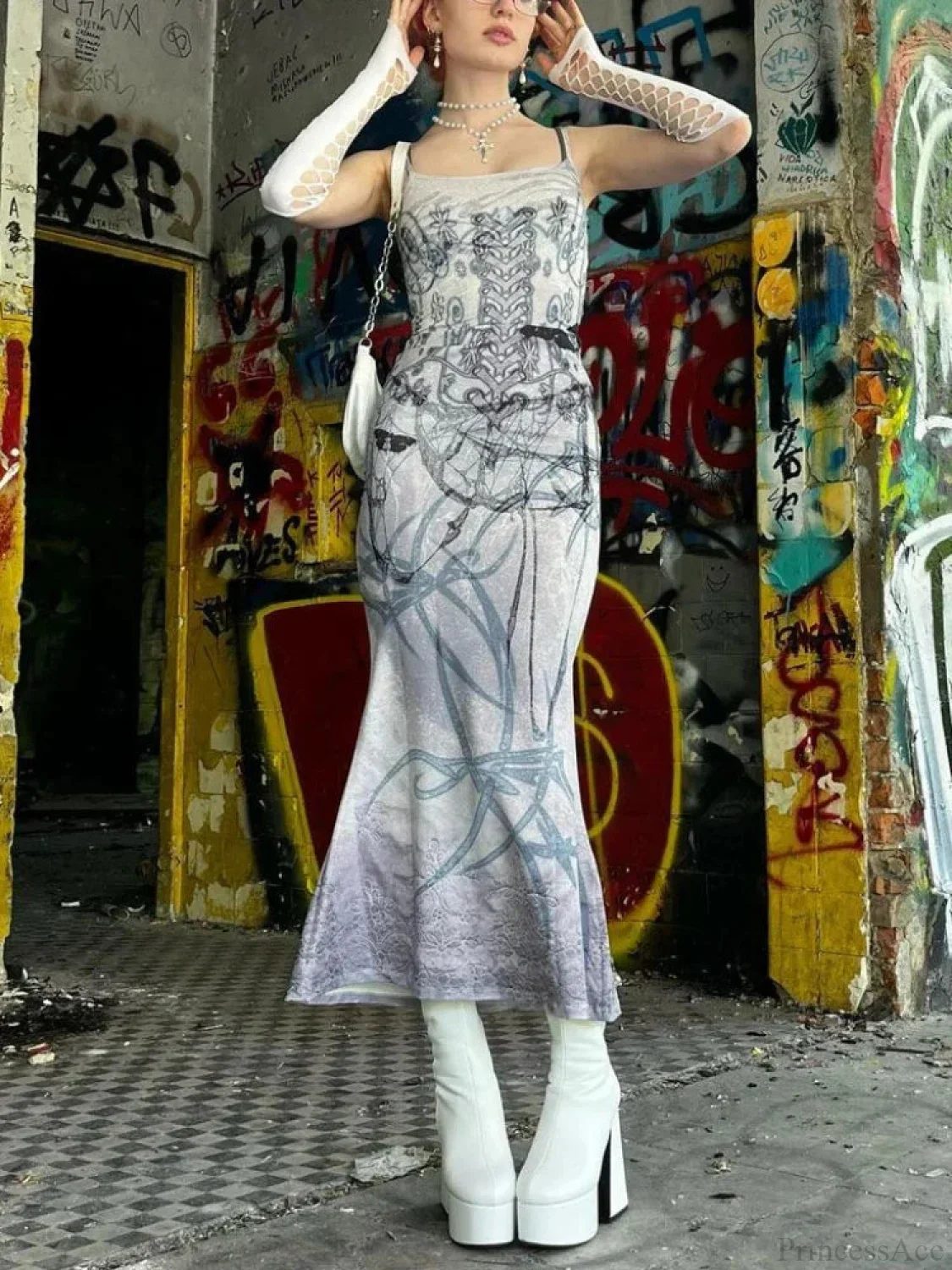 Emotional Y2K Butterfly Printed Tall Waist Full-Length Dress - Image 6