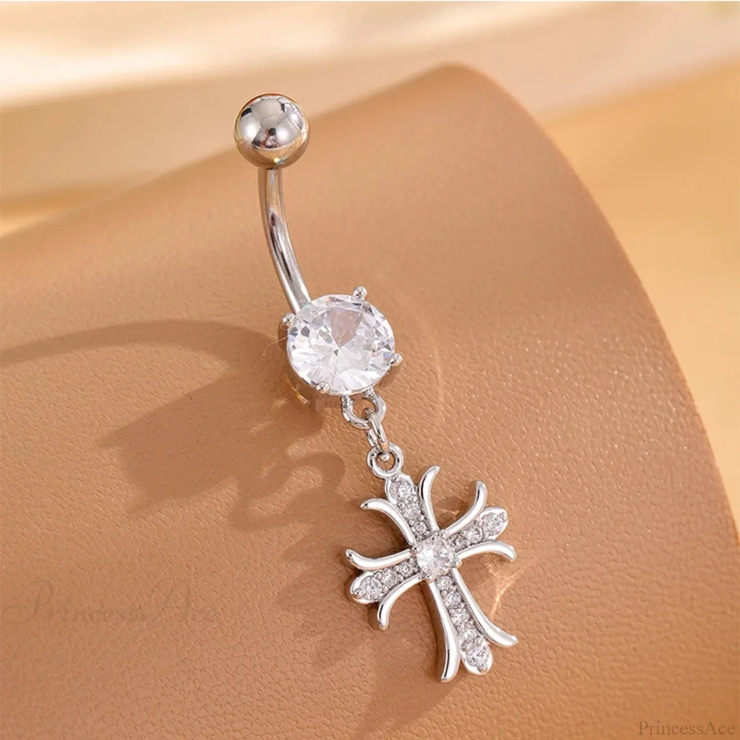 Empty Cross Rebel Gothic Belly Ring - Image 3