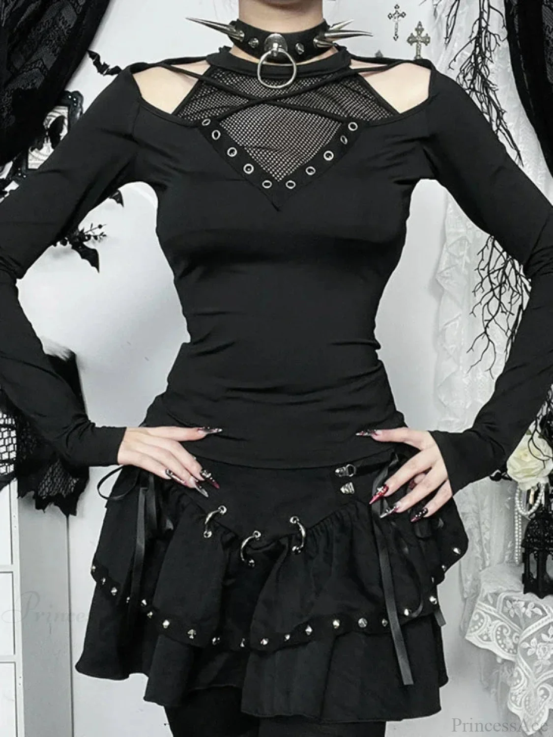 Empty Net Patchwork Knit Top - Image 3