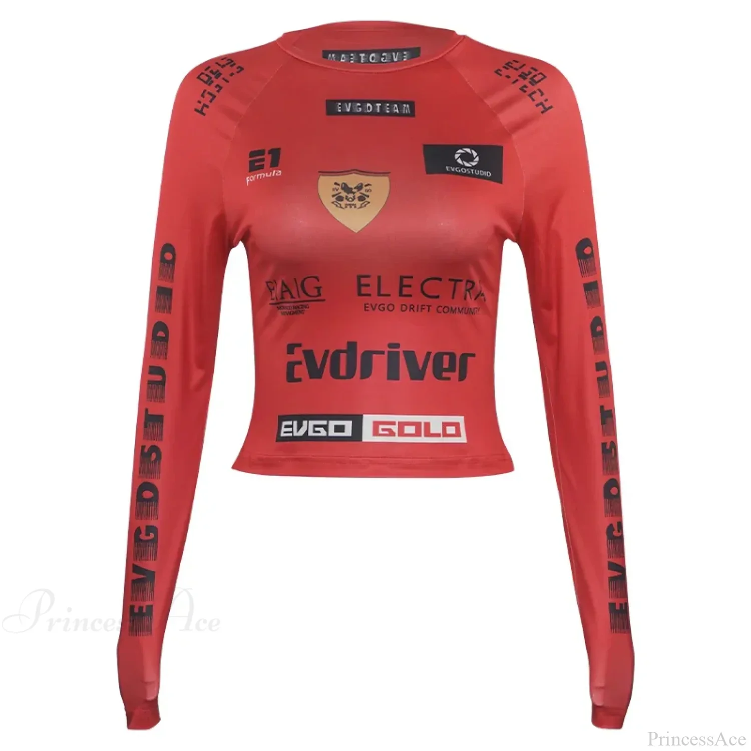 European American Motorcycle Style Letter Print Slim Knit Top - Image 9