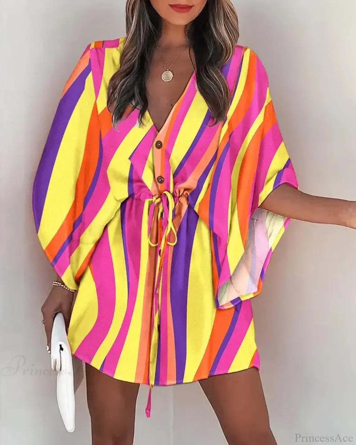 European Fashion Print V-neck Vacation Dress - Image 11