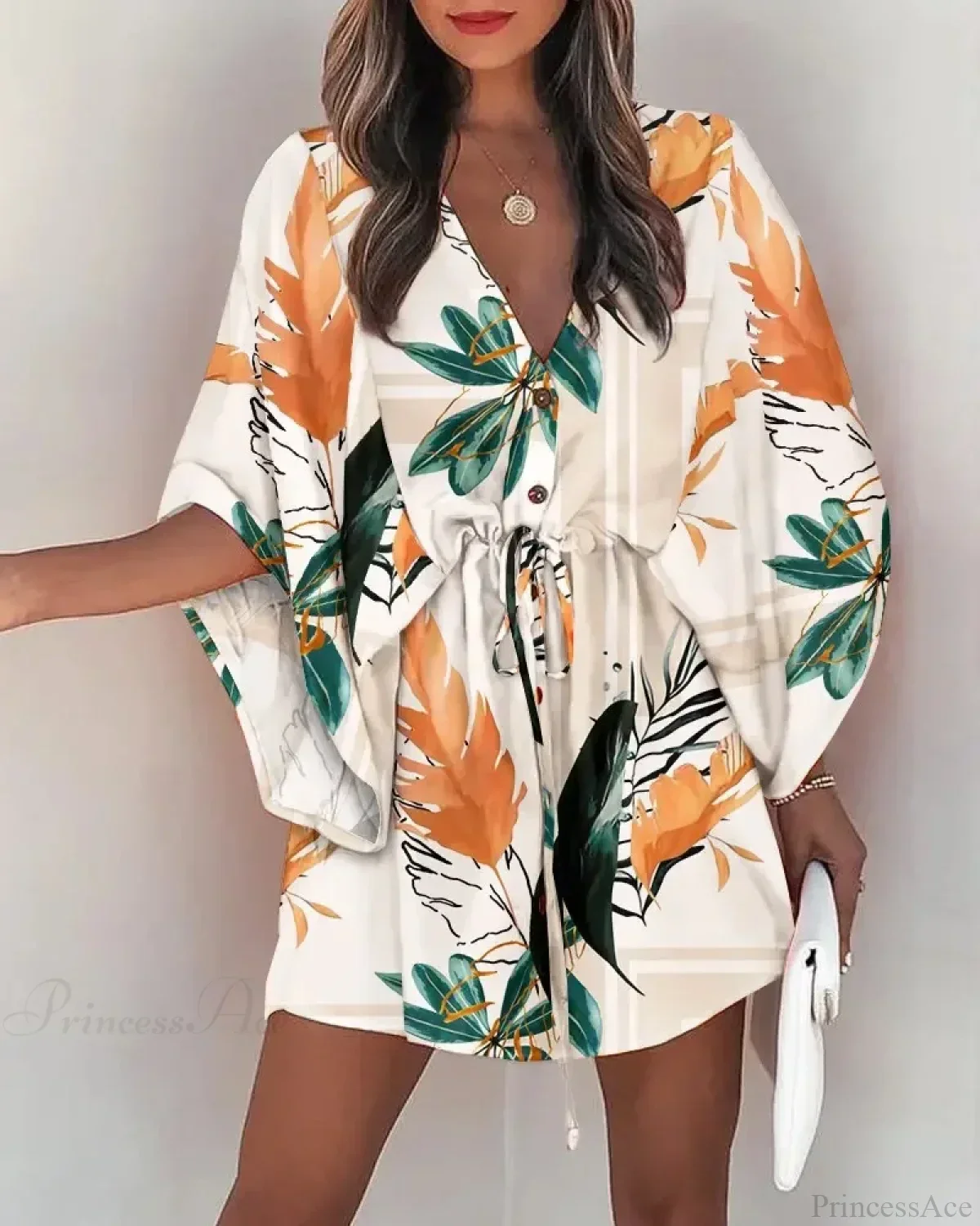 European Fashion Print V-neck Vacation Dress - Image 12