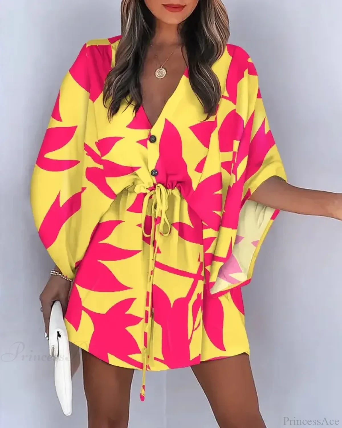 European Fashion Print V-neck Vacation Dress - Image 14