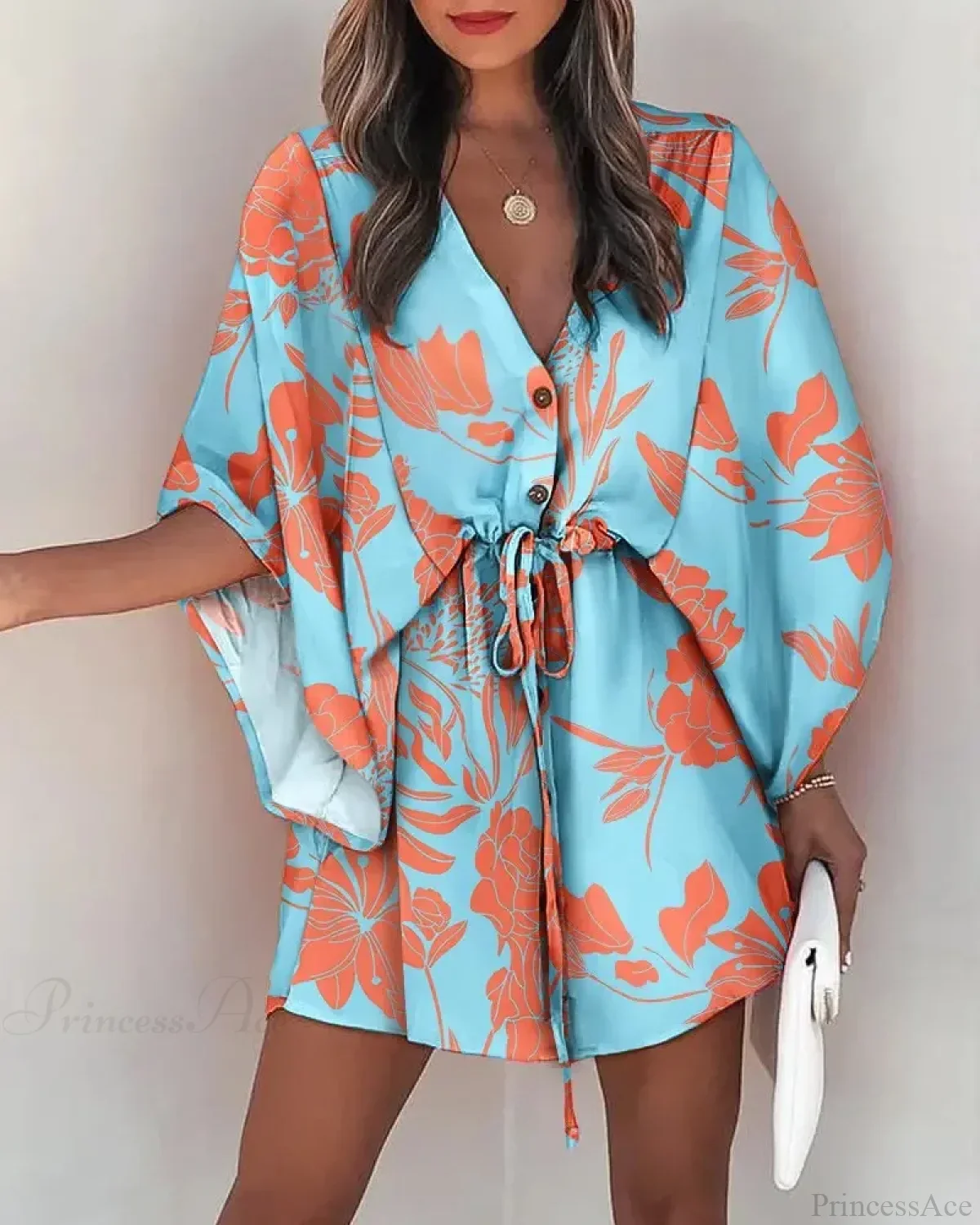 European Fashion Print V-neck Vacation Dress - Image 4