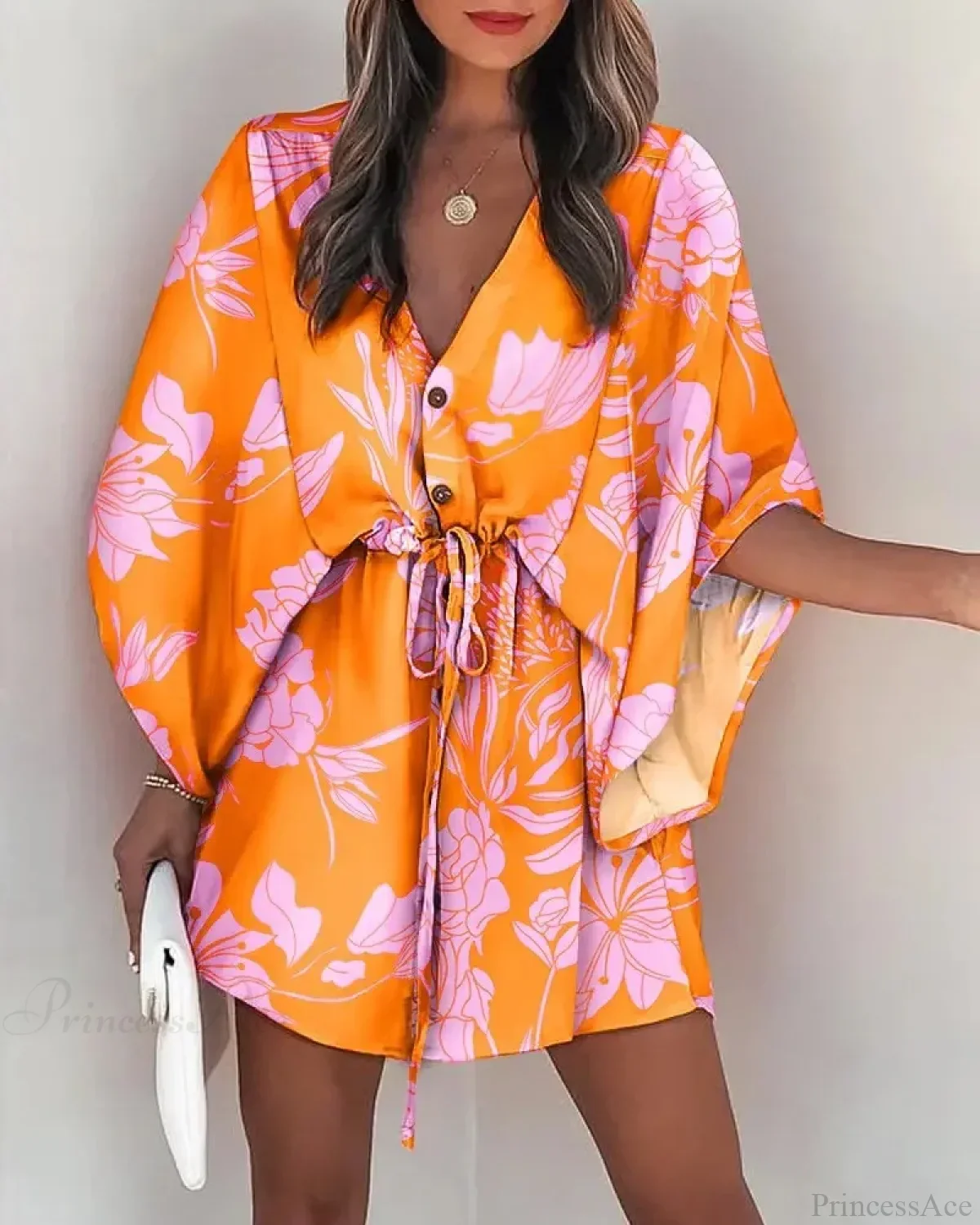 European Fashion Print V-neck Vacation Dress - Image 7