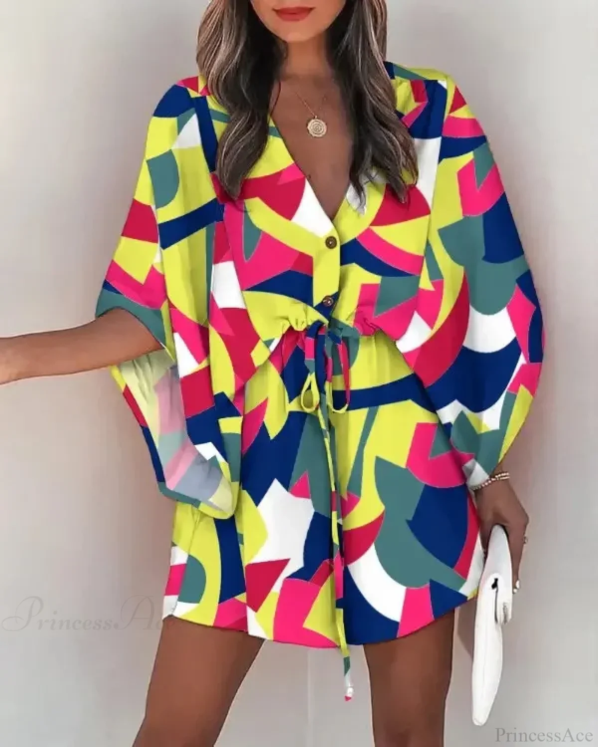European Fashion Print V-neck Vacation Dress - Image 9