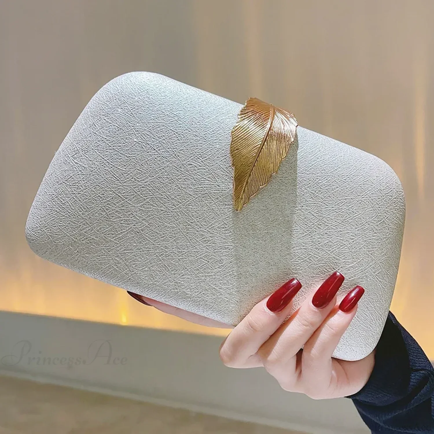Evening Clutch Pearl Chain Handbag Wedding Cocktail Party Purse - Image 2