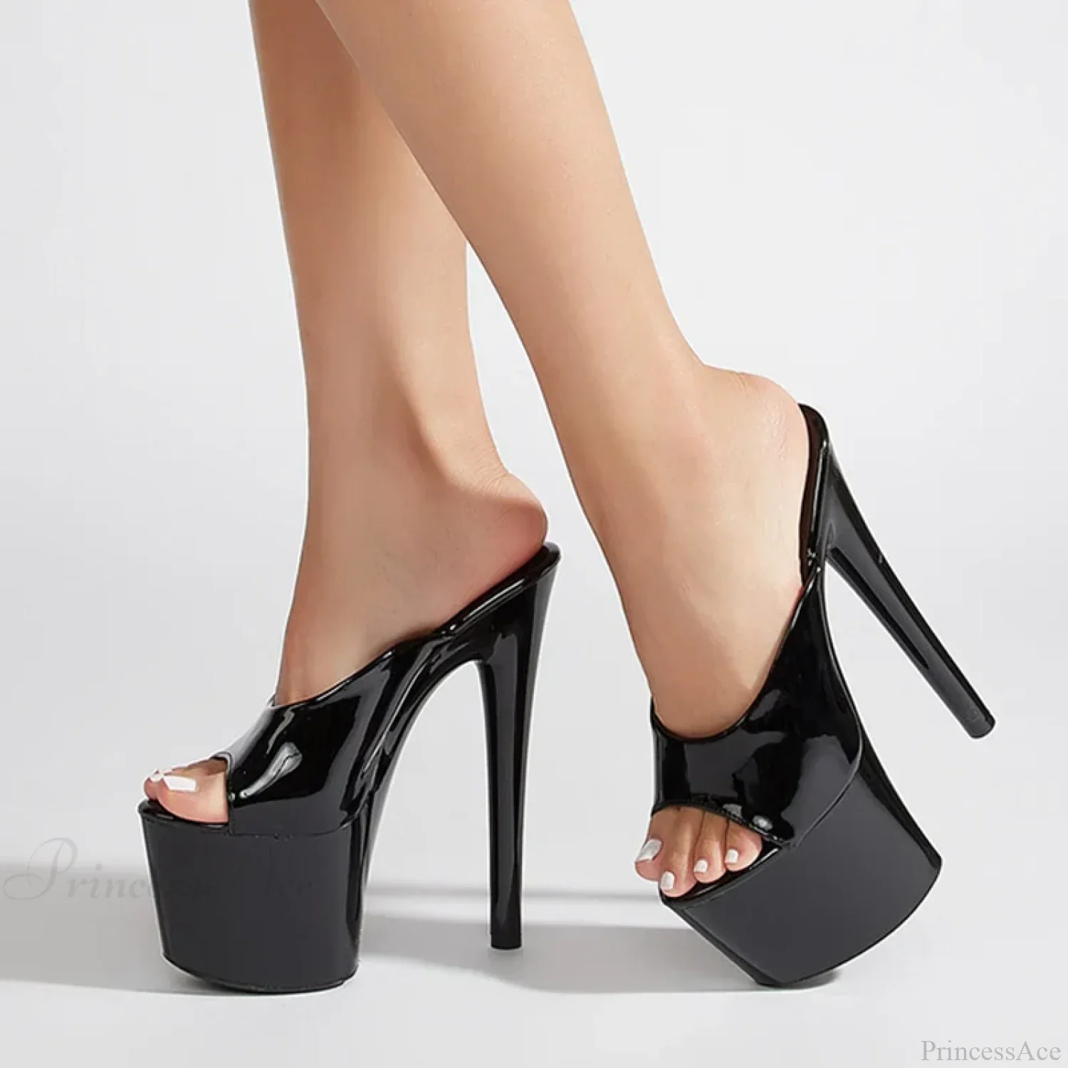 Extreme Peep-Toe 17CM Platform Sexy Slippers Modern Nightclub Party Stripper High Heel - Image 2