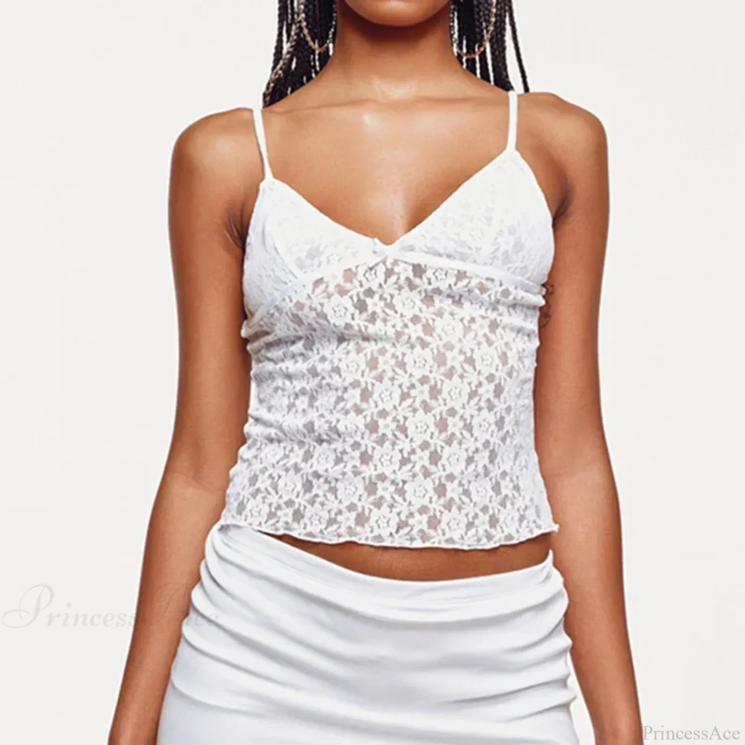 Fairy Floral Lace Mesh V Neck Crop Top - Image 5