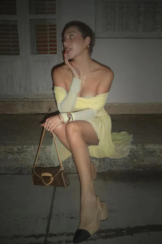 Fall New Slim-Fit Pleated Off-Shoulder Party Dress - Image 3