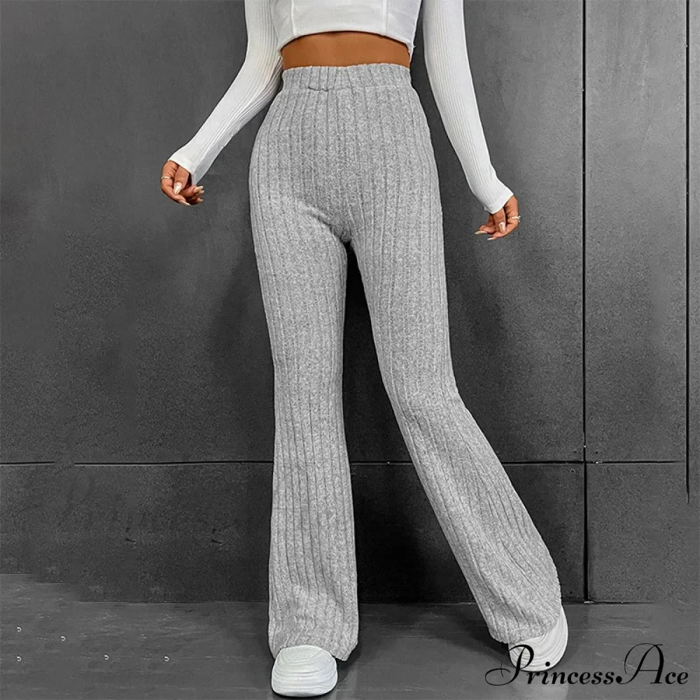 Fall New Solid Wide Pit Stripe Casual Knitted Warm Streetwear Pants - Image 7