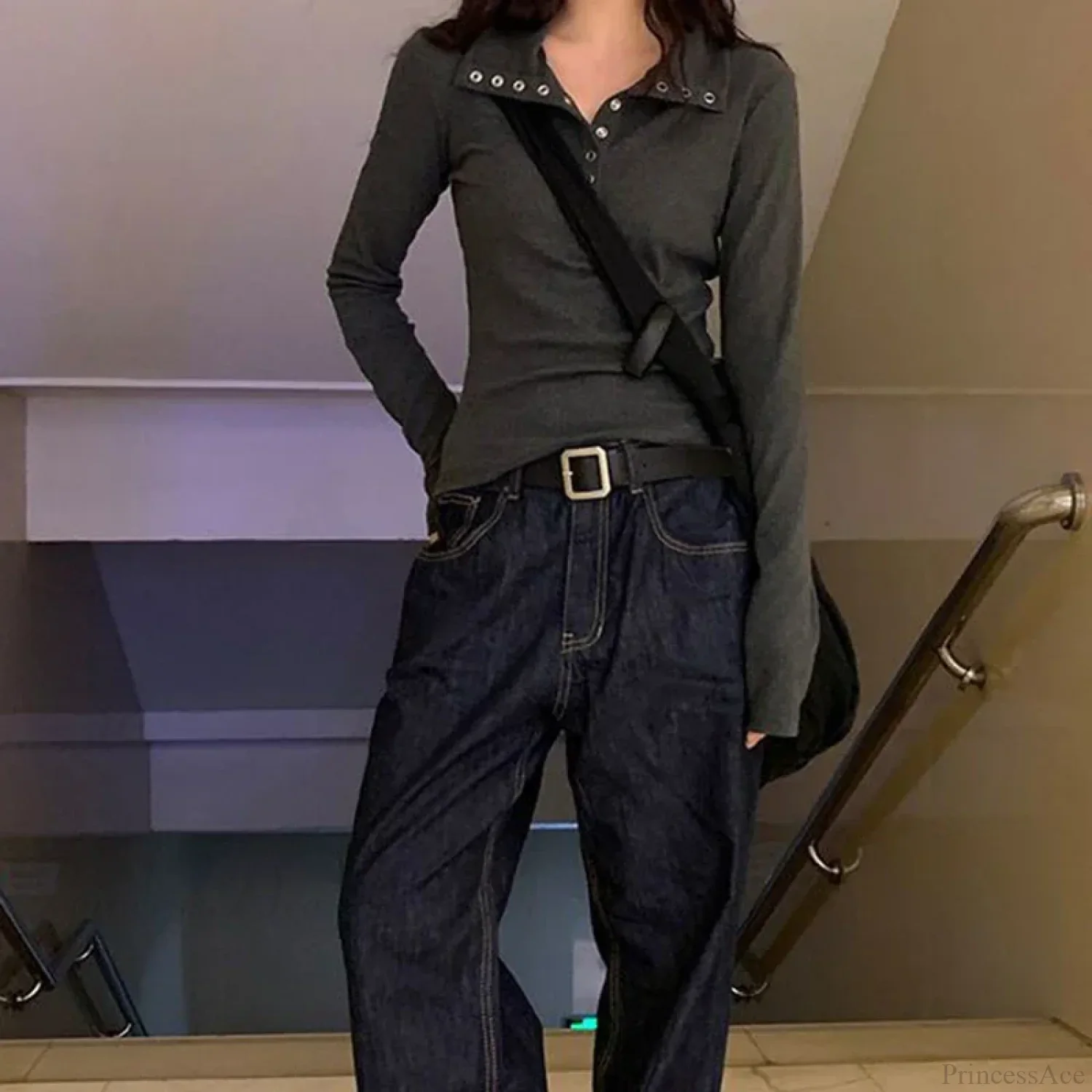 Fall Winter Ribbed Button Up Knit Pullover Knit Top - Image 3
