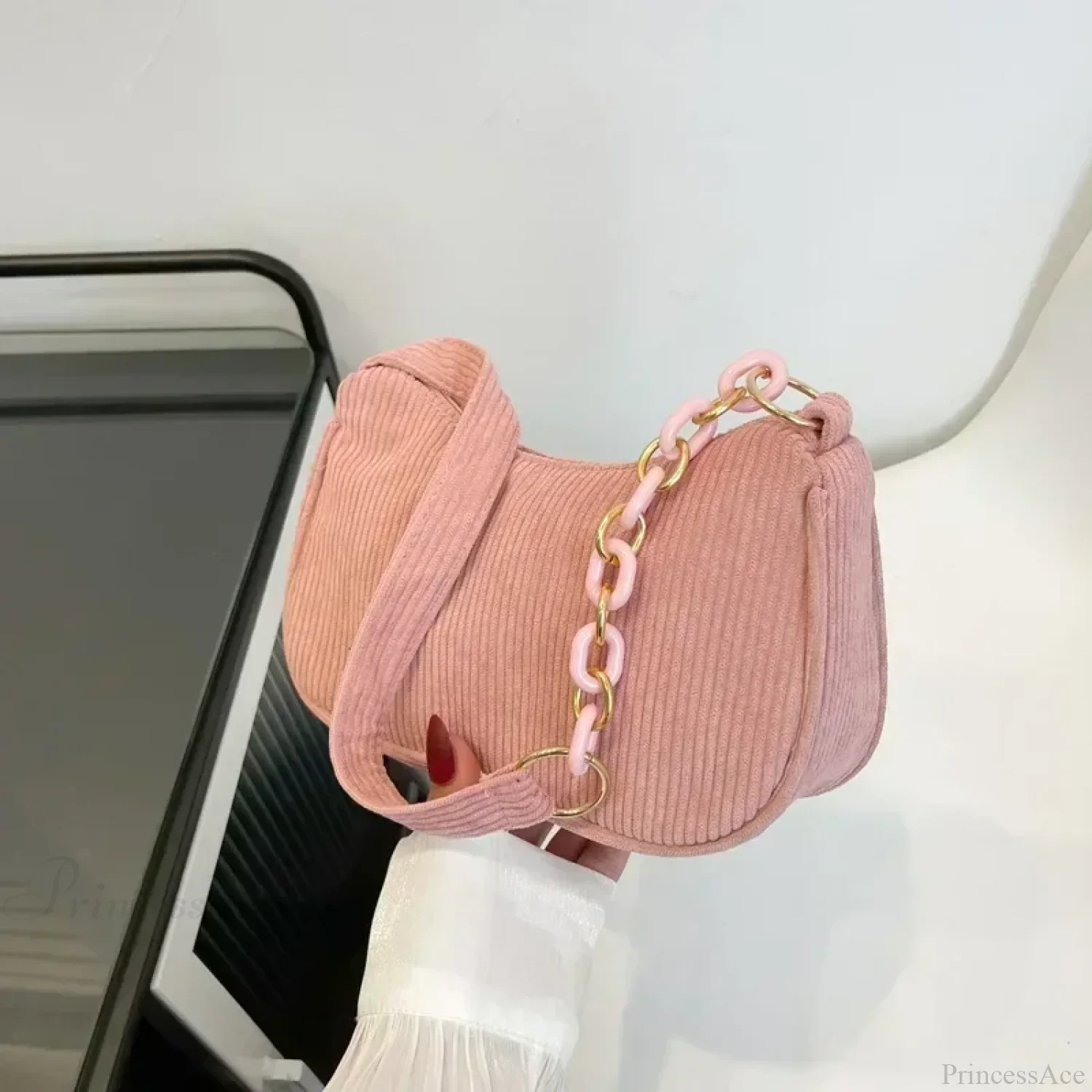 Fashion Corduroy Zipper Underarm Shoulder Bag - Image 9
