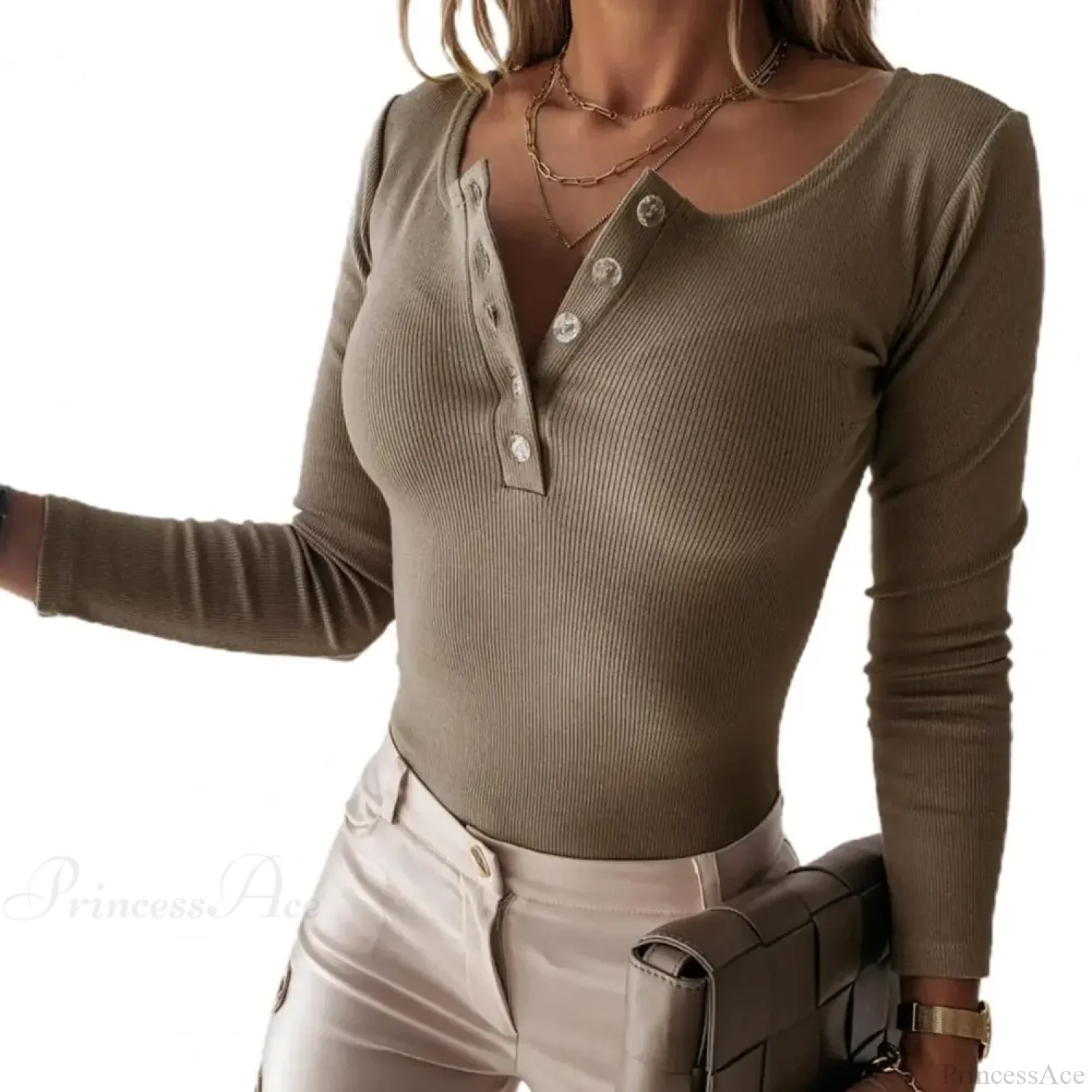 Fashion Crew Neck Solid Slim Fit Knit Top - Image 6
