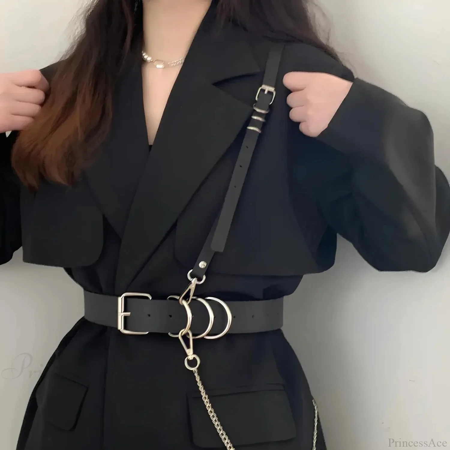 Fashion Dark Leather Waist Belt - Image 2