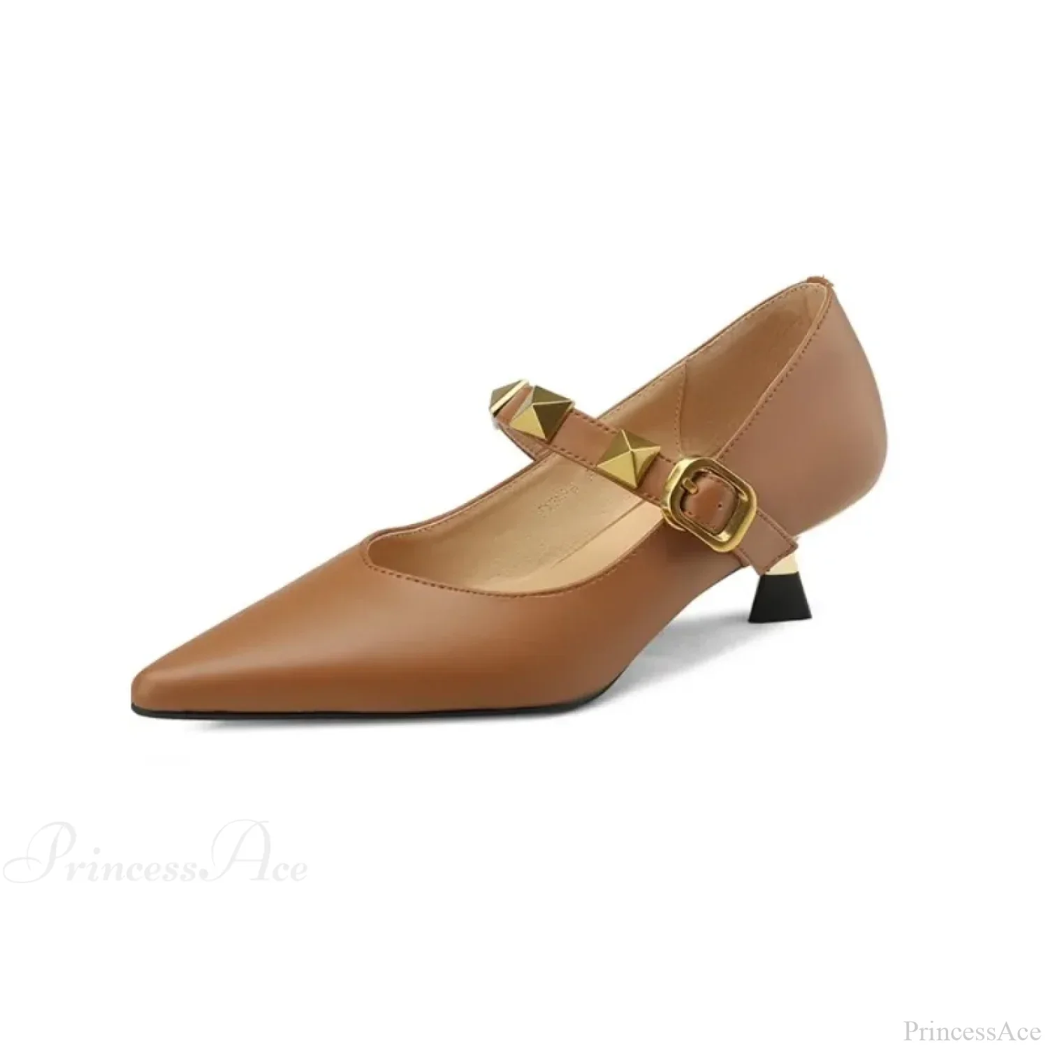 Fashion Fall Pointed Shallow Mouth Rivets Professional Temperament Low Heel Pump - Image 4