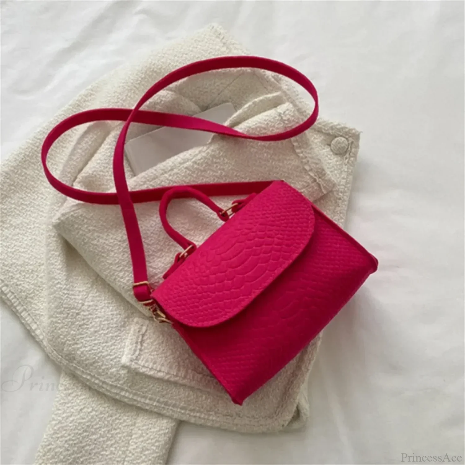 Fashion Felt Crocodile Embossed Crossbody Handbag - Image 11