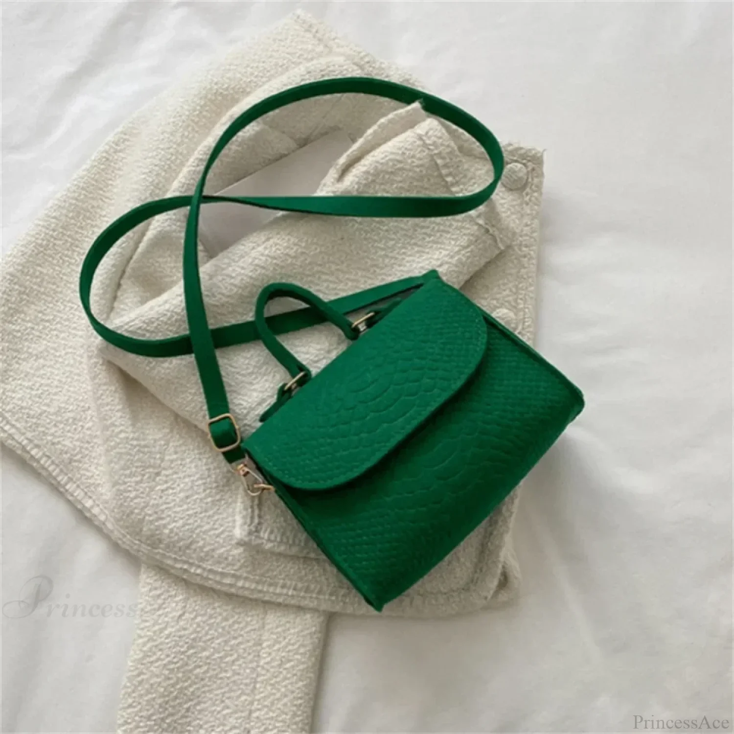 Fashion Felt Crocodile Embossed Crossbody Handbag - Image 9