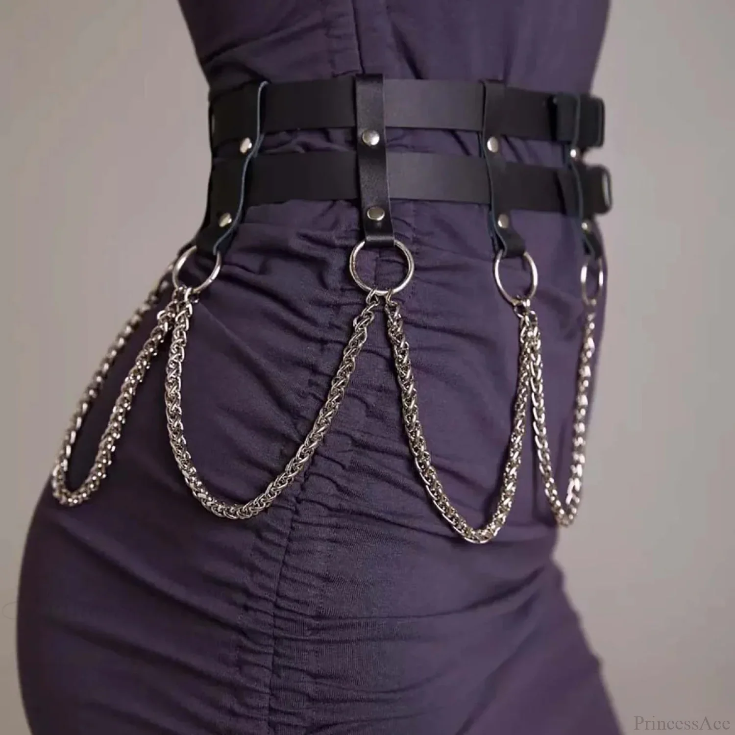 Fashion Gothic Rebel Leather Waist Belt - Image 2