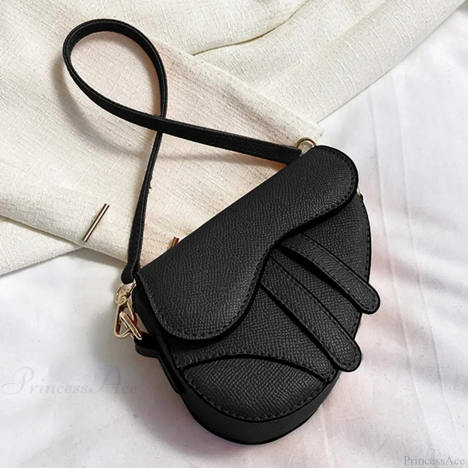 Fashion Mini Handbag Zipper Messenger Saddle Solid Color Bag - Image 6