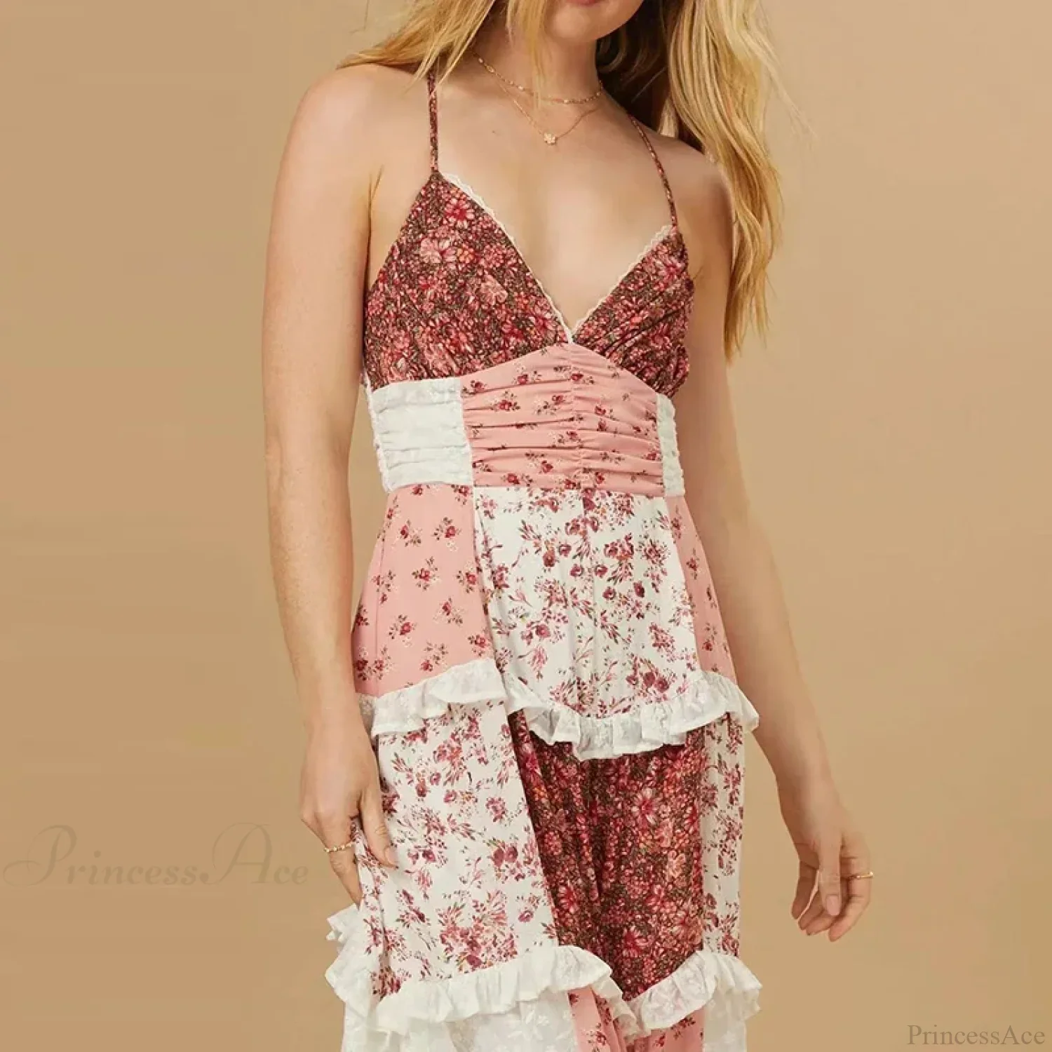 Off-Shoulder Pleated Floral Dress - Image 2
