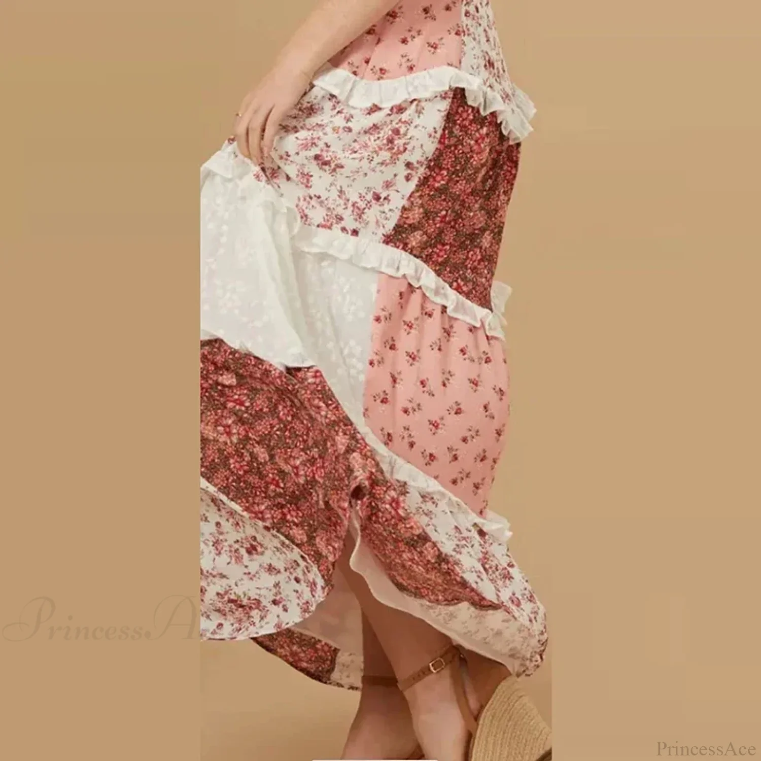 Off-Shoulder Pleated Floral Dress - Image 3