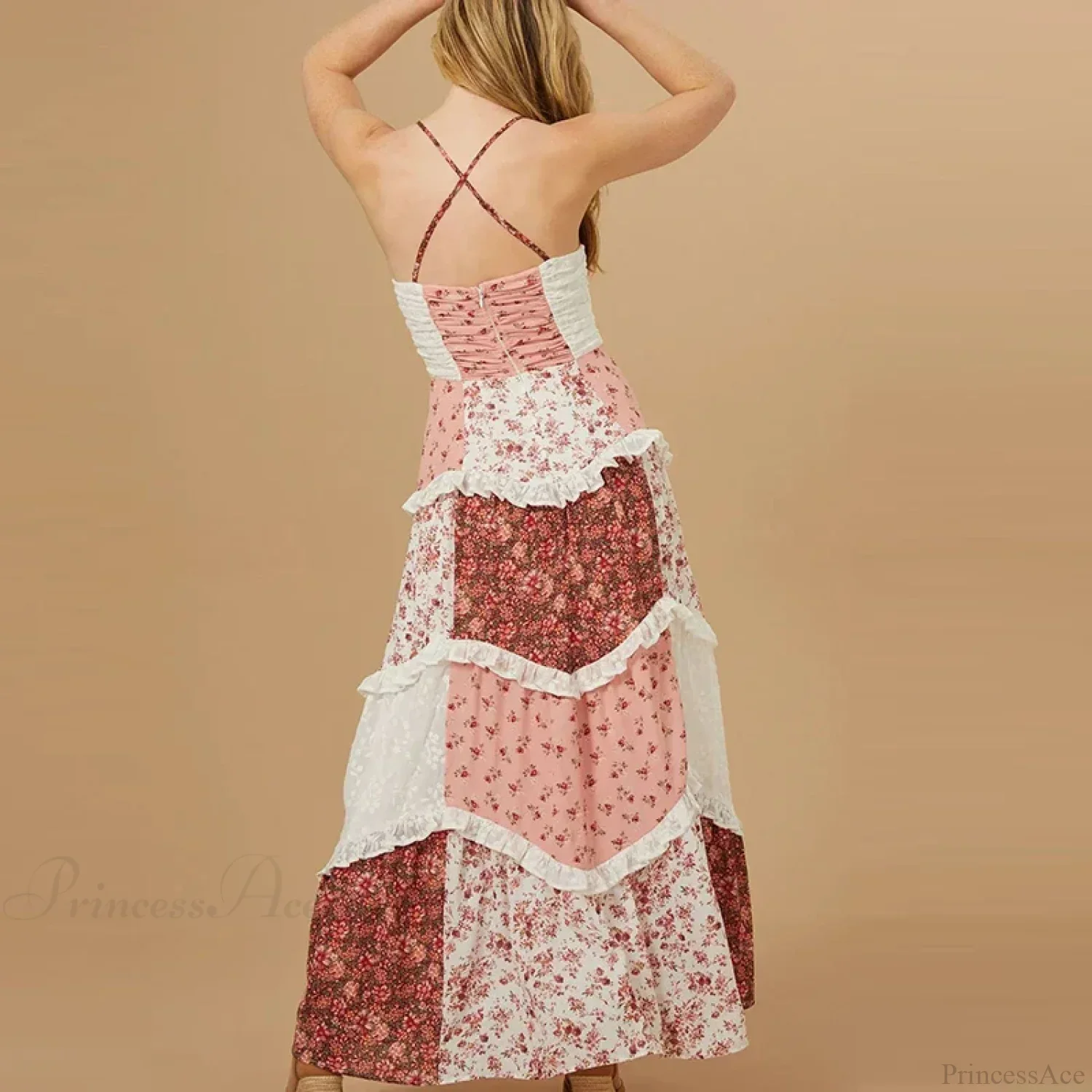 Off-Shoulder Pleated Floral Dress - Image 4