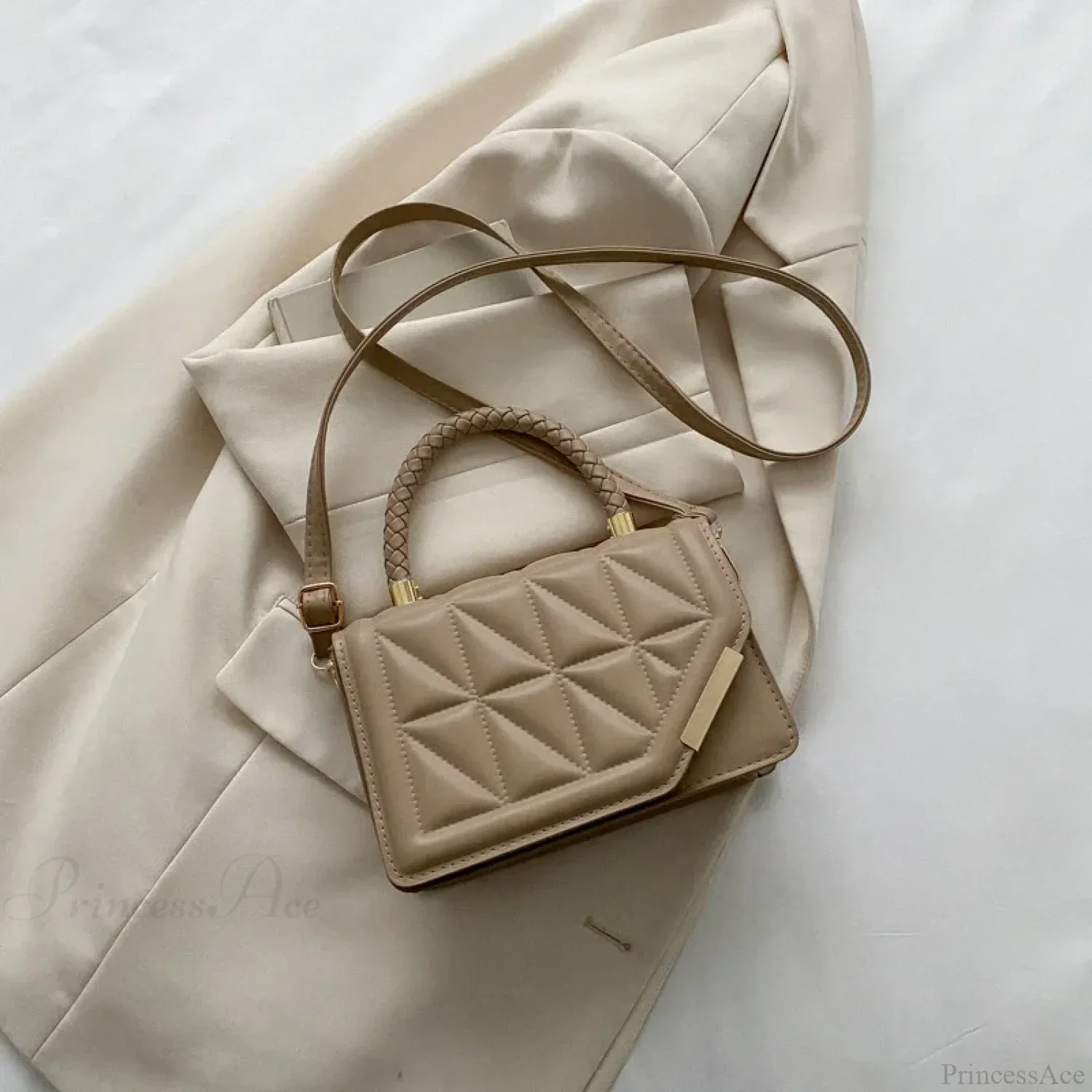 Fashion Plaid PU Leather Small Square Crossbody Handbag - Image 9