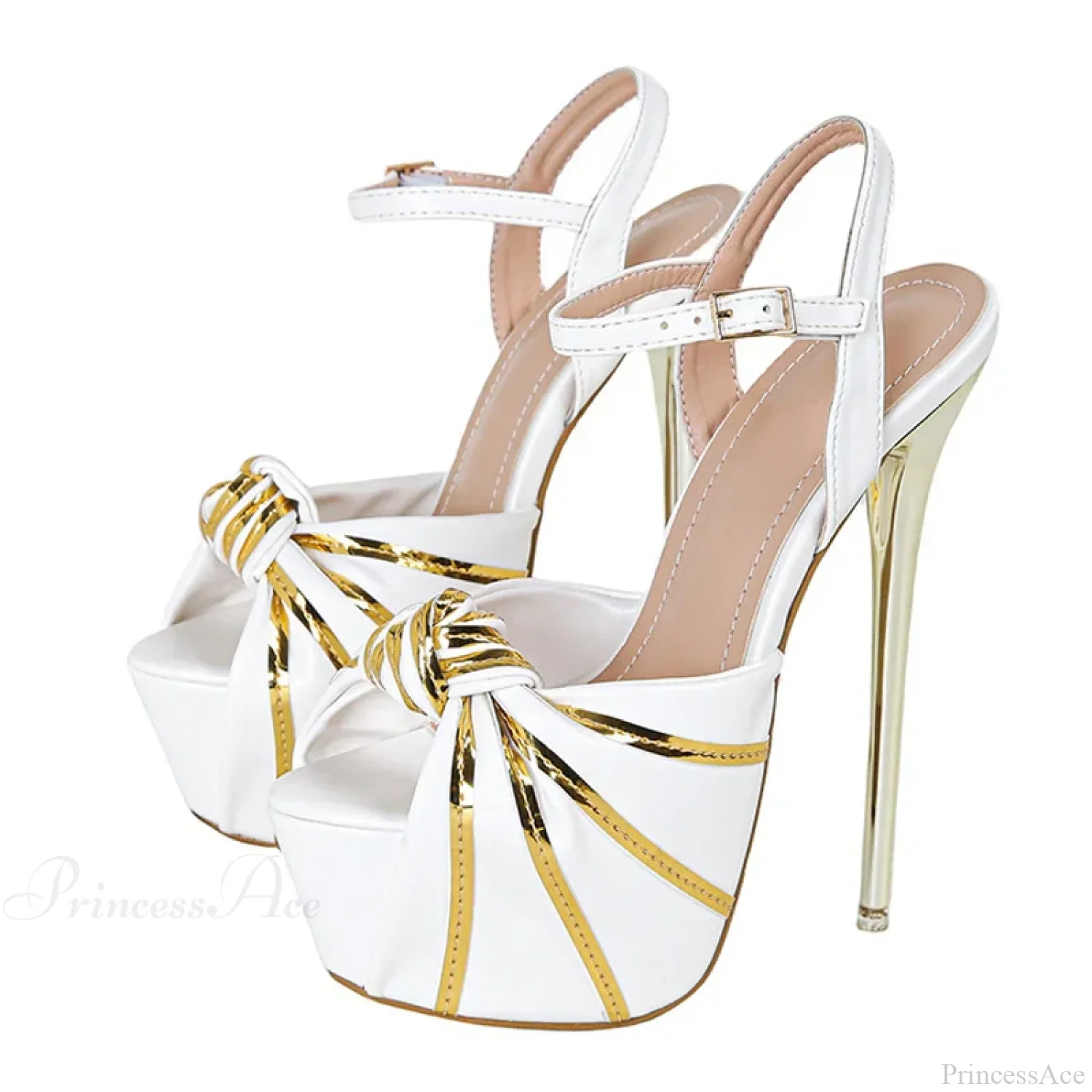 Fashion Pleated-Leather Open-Toe Extreme High Heels Stripper Pole-Dance Summer White Platform Sandals High Heel - Image 5