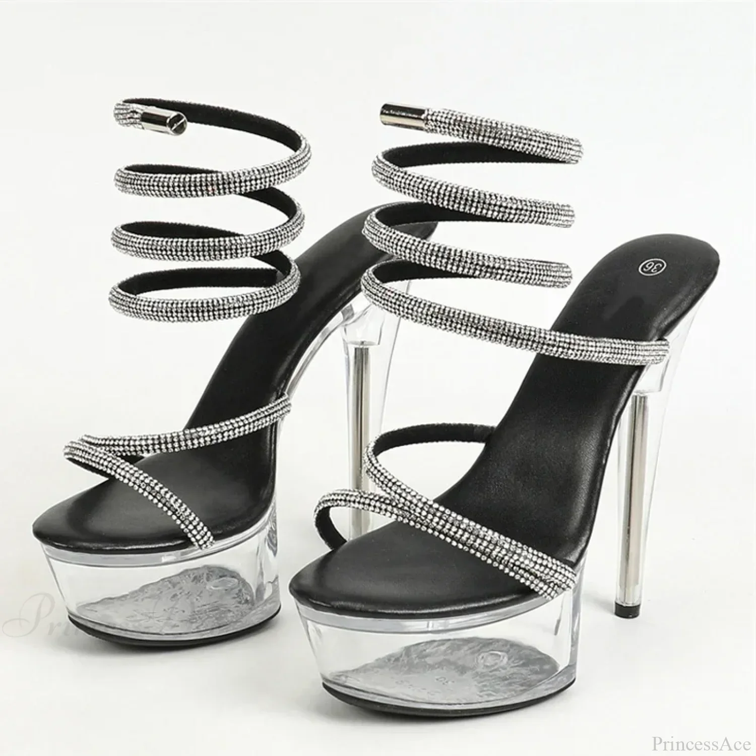 Fashion Rhinestone Ankle Snake Twine Around Transparent Wedding Banquet High Heel - Image 5
